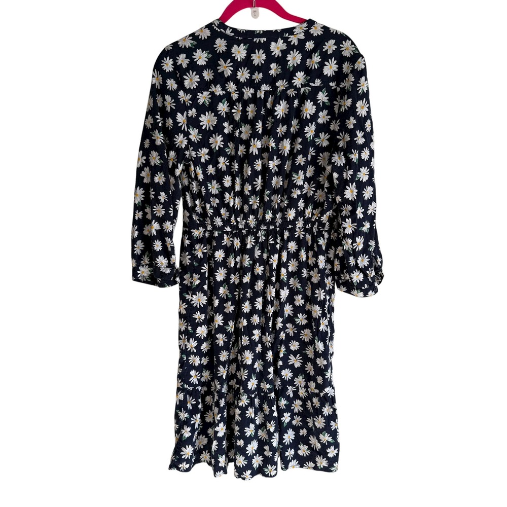 OLD‎ NAVY Navy 3/4 Sleeve Daisy Print Ladies Waist Dress, M - Picture 2 of 6